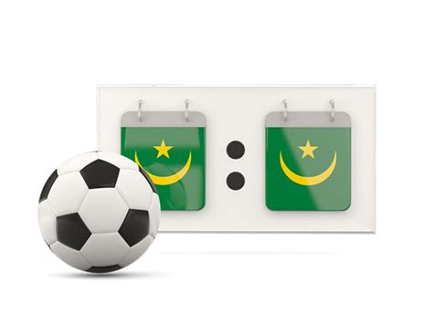 Football with scoreboard. Illustration of flag of Mauritania