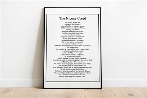 The Nicene Creed Print Wall Art Decor Print Poster of Famous ...