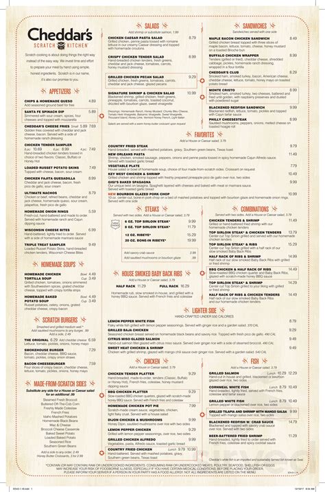 Cheddar's Scratch Kitchen menu in Danville, Kentucky, USA