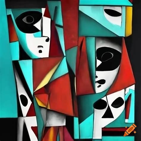 Abstract black and white cubist artwork on Craiyon