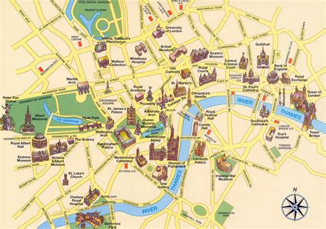 Large tourist map of London city center | London | United Kingdom ...