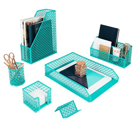 Blu Monaco 6 Piece Dark Teal Desk Organizer Set - Desk Organizers and ...