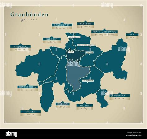 Modern Map - Graubünden CH Stock Vector Image & Art - Alamy