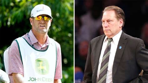 Michigan State's Tom Izzo contacts Matt Kuchar's caddie Lance Bennett ...