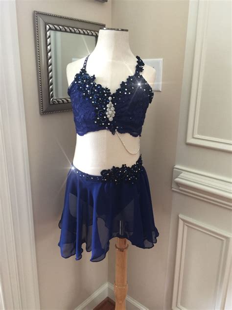 2 Piece Custom Lyrical Dance Costume--Jazz or Contemporary BLUE with Appliques by diamondandcrys ...