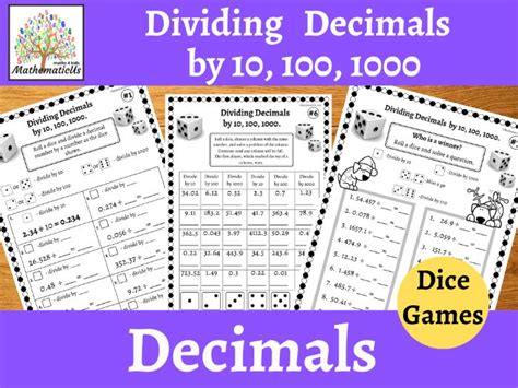 Dividing Decimals by 10, 100, 1000 Dice Games | Teaching Resources