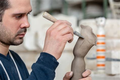 Artist Shaping Clay Sculpture Stock Photo - Image of handmade, craft ...