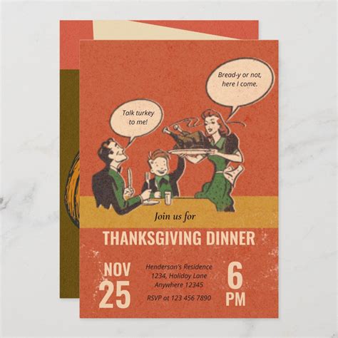 Funny Thanksgiving Dinner Party Invitation | Zazzle