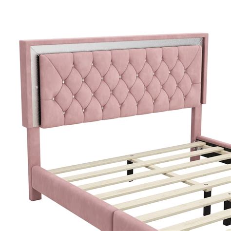 Queen Size Upholstered Bed Frame with LED Lights - On Sale - Bed Bath ...