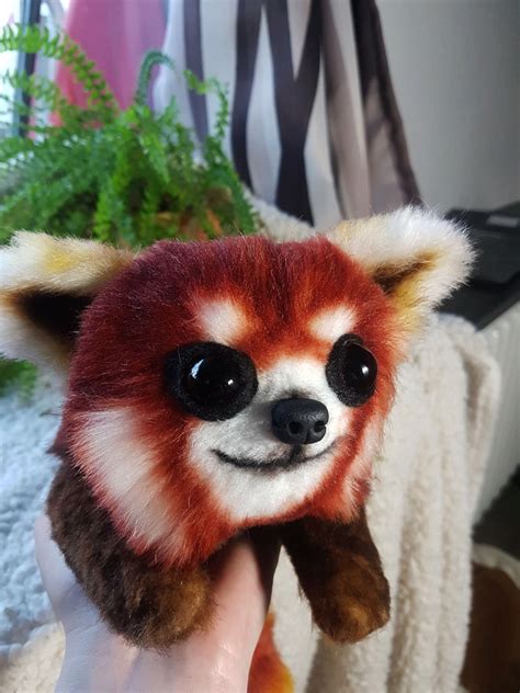 OOAK Red Panda plushie art toy. Small Handmade animal plush | Etsy