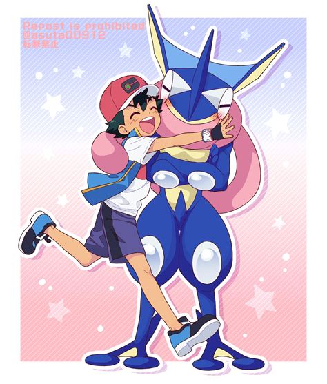 ash ketchum and greninja (pokemon and 2 more) drawn by ok_(asuta00912 ...