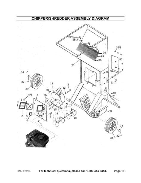 Chipper/shredder assembly diagram | Harbor Freight Tools 95964 User Manual | Page 16 / 21 ...