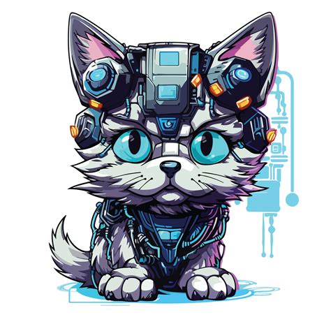 cat cyberpunk vector 33056875 Vector Art at Vecteezy