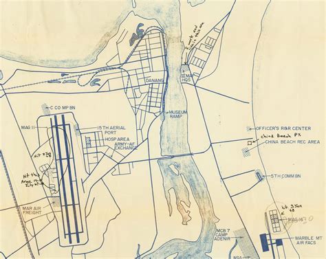 Unrecorded ca. 1967 map of Da Nang, Vietnam, annotated by hand by an ...