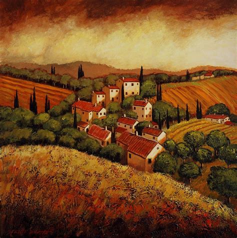 Tuscan Village Painting by Santo De Vita - Pixels