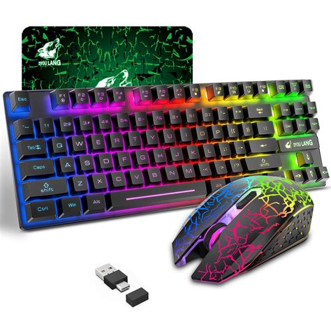 Buy Wireless Gaming Keyboard and Mouse Combo with 87 Key Rainbow LED ...