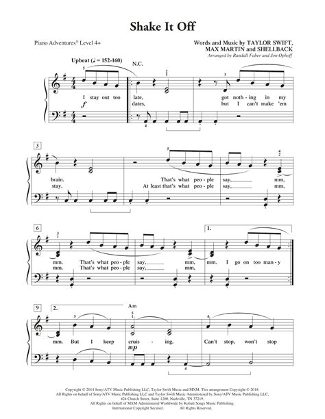 Shake It Off by Randall Faber & Jon Ophoff Sheet Music for Piano ...