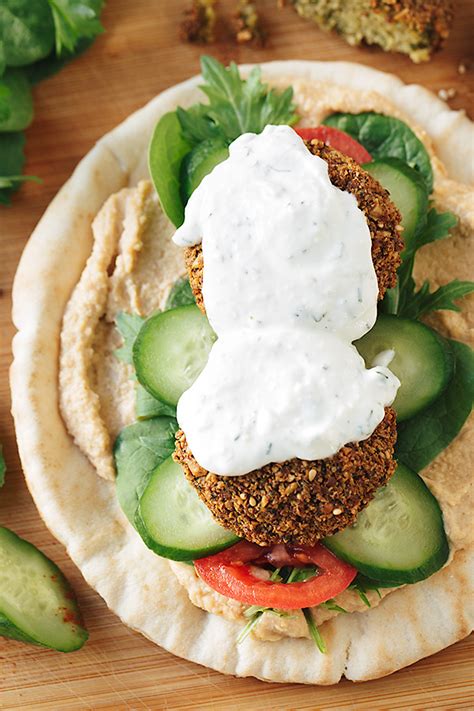 Falafel Wrap with Spicy Hummus and Creamy Lemon-Garlic Dill Sauce