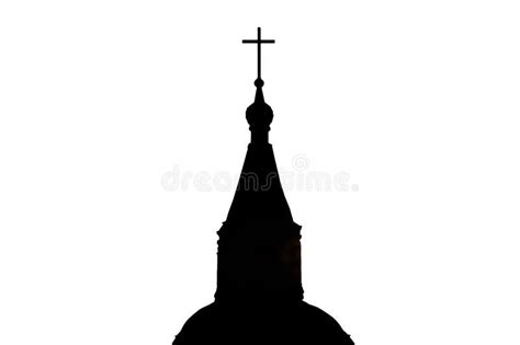 Silhouette of the Catholic Church at Sunset, Isolated on a White ...