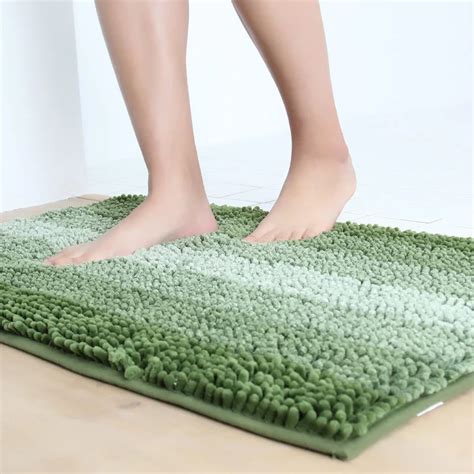 Honlaker New Chenille Striped Gradient Bathroom Non Slip Mat Super Absorbent Floor Mat 50x80CM ...