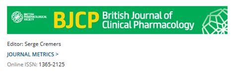 医学SCI期刊推荐：BRITISH JOURNAL OF CLINICAL PHARMACOLOGY-佩普学术