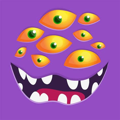 Premium Vector | Funny cartoon monster face Illustration of cute and happy alien creature expression