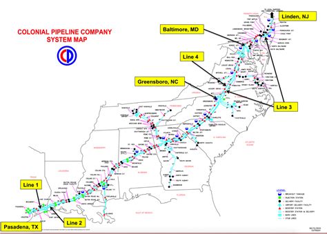 Map of Colonial Pipeline Hacked by Darkside