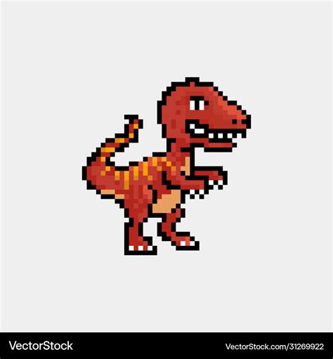 Pixel art 8 bit cartoon t rex tyrannosaurus Vector Image