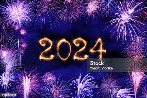 Sparkling New Year 2024 With Fireworks Stock Photo - Download Image Now - 2024, Abstract ...