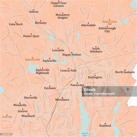 Ri Providence Central Falls Vector Road Map Stock Illustration ...