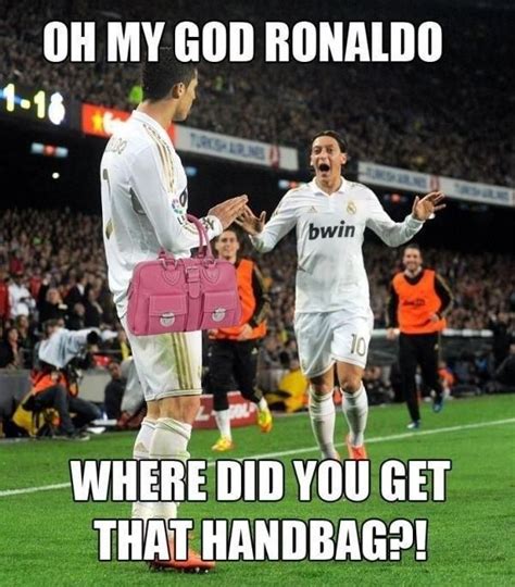 Ronaldo handbag | Soccer jokes, Funny sports memes, Funny sports pictures