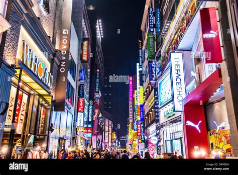 Myeong-dong nightlife district of Seoul, South Korea Stock Photo - Alamy