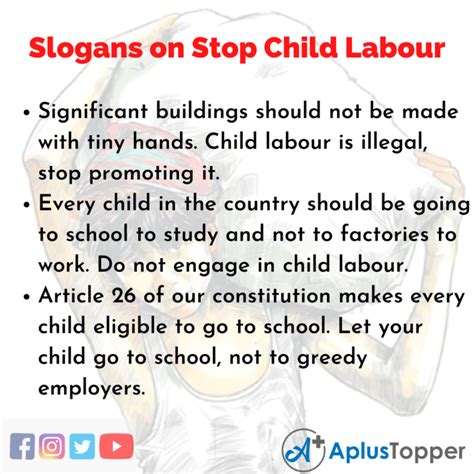 Stop Child Labour Slogans | Unique and Catchy Stop Child Labour Slogans in English - A Plus Topper