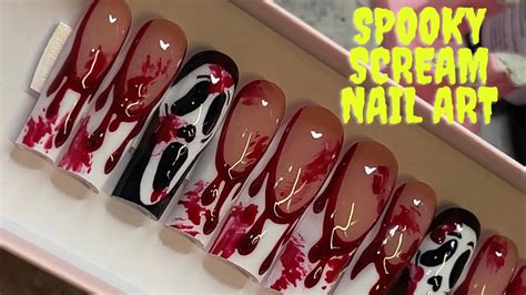 EASY Halloween scream nails! | spooky scream nails tutorial | How to make Halloween nails - YouTube