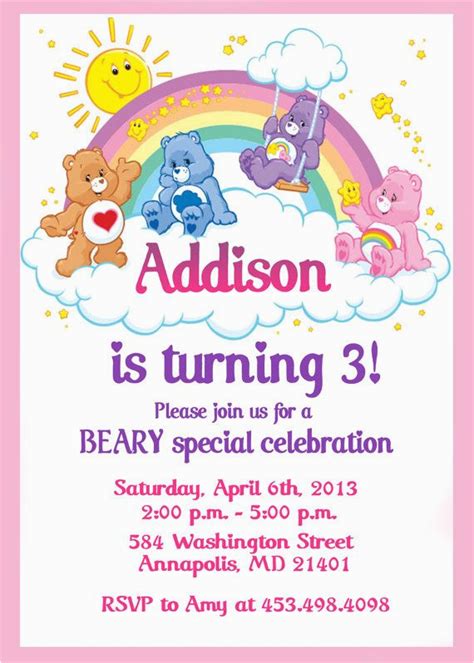 Care Bears Invitations Free Printable