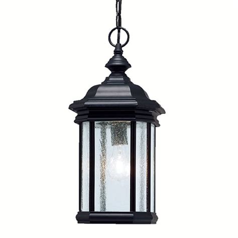 Kichler KirkWood Black Clear Glass Lantern Incandescent Outdoor Pendant ...