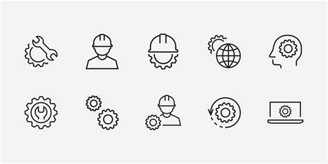 engineering icon set, settings, technology vector isolated for graphic, website and mobile ...