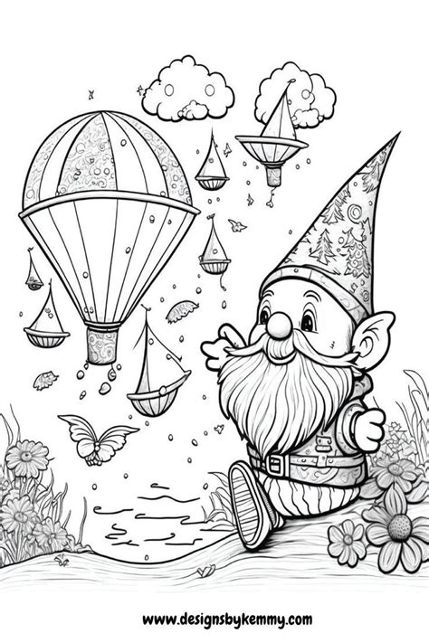 Spring Gnome Coloring Pages | Spring Coloring Printable | Designs By ...