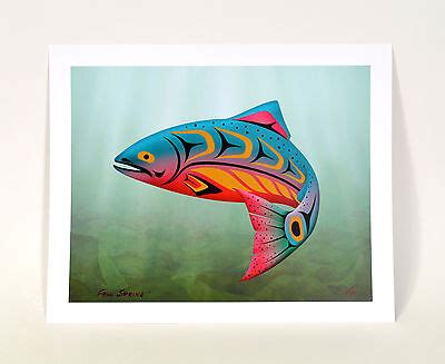 New Signed Salmon Print Northwest Coast Native Art 13" x 16" Indigo HP ...