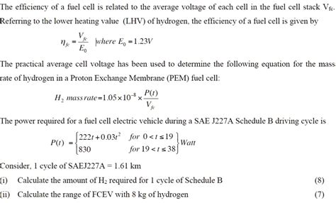 SOLVED: The efficiency of a fuel cell is related to the average voltage ...