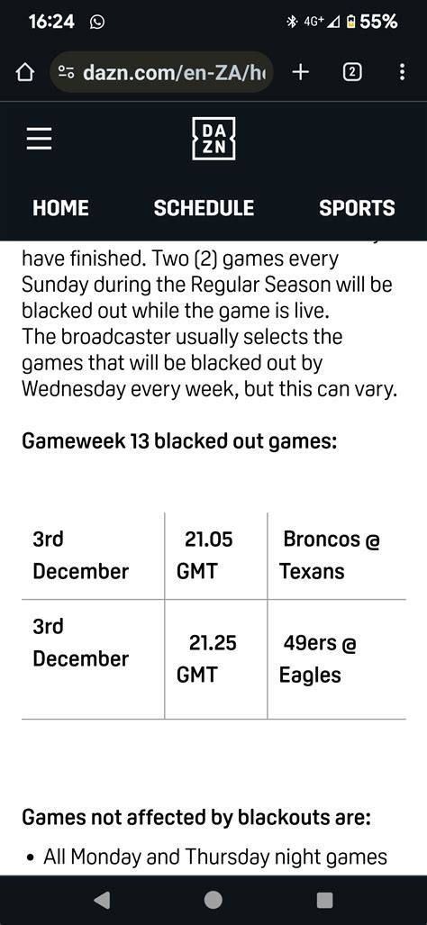 NFL blackout games not updated : r/DAZN