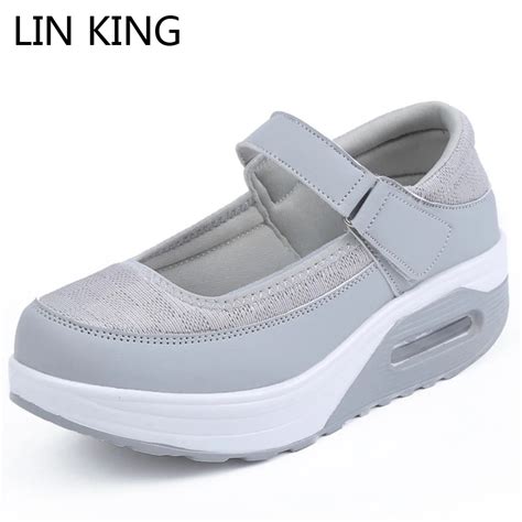 LIN KING Fashion Nurse Shoes Comfortable Wedge Heels Platform Women ...