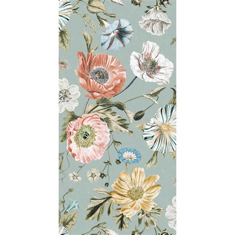 RoomMates Vintage Poppy Teal Blue Floral Peel and Stick Wallpaper ...