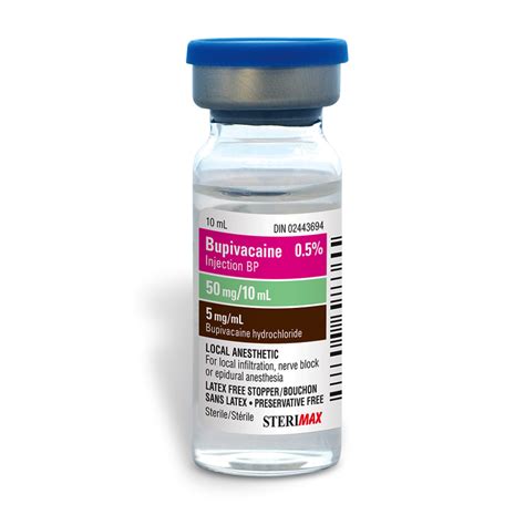 Bupivacaine Injection BP 0.5% (5 mg / mL) 10mL - SteriMax Inc.