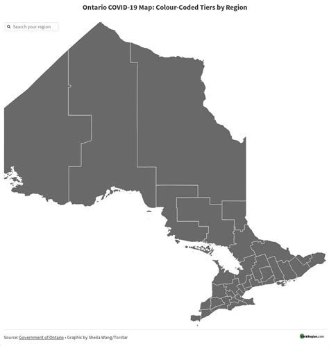 Copy of Ontario COVID-19 coloured coded zones | Flourish