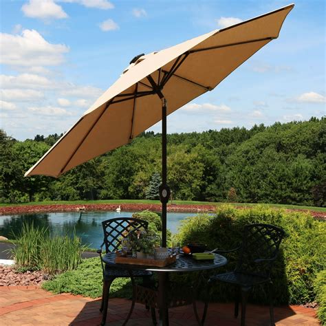 Sunnydaze 9-Foot Aluminum Solar LED Sunbrella Patio Umbrella - Choose ...