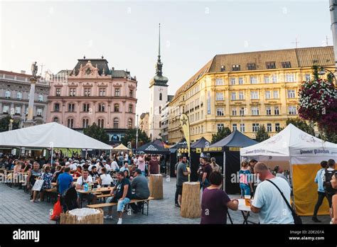 Brno, Czech Republic - September 12 2020: Craft Beer Pivni Festival in Moravia with People and ...