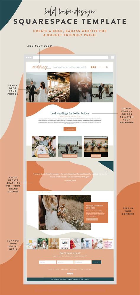 SQUARESPACE WEBSITE TEMPLATE Design: The Bold Babe | Etsy | Website template design, Website ...