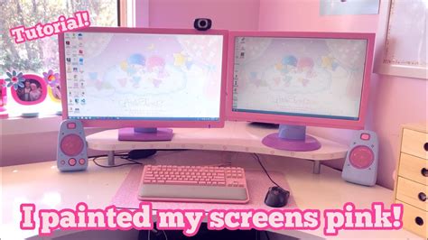 I PAINTED MY COMPUTER SCREENS PINK! | kawaii pink Gamer girl DIY tutorial | OhSoKawaiiXoxo - YouTube