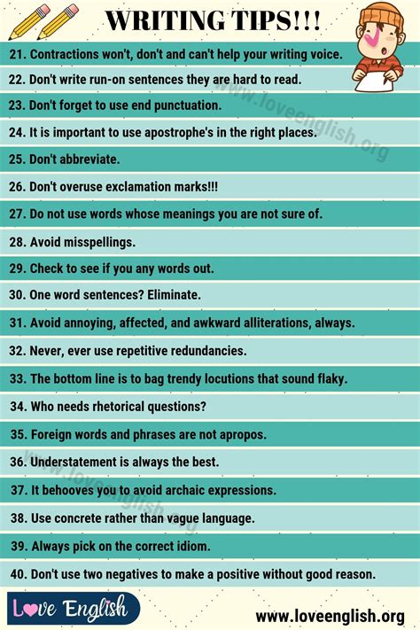 Writing Tips: 40 Smart Tips on How to Write Better - Love English